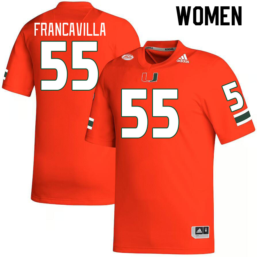 Women #55 Nino Francavilla Miami Hurricanes College Football Jerseys Stitched-Orange